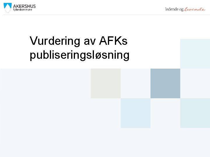 Vurdering av AFKs publiseringsløsning 