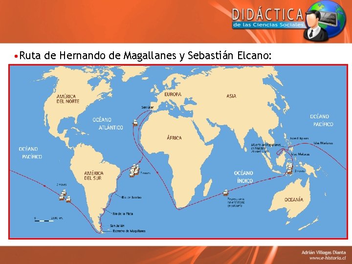  • Ruta de Hernando de Magallanes y Sebastián Elcano: 