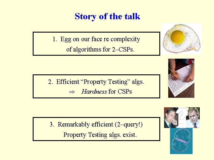 Story of the talk 1. Egg on our face re complexity of algorithms for Story of the talk 1. Egg on our face re complexity of algorithms for
