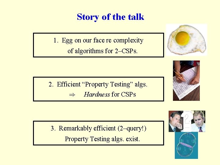Story of the talk 1. Egg on our face re complexity of algorithms for Story of the talk 1. Egg on our face re complexity of algorithms for