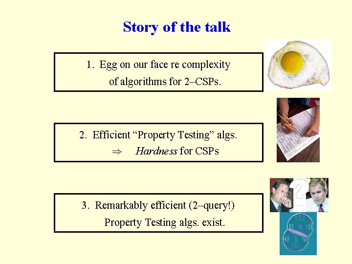 Story of the talk 1. Egg on our face re complexity of algorithms for Story of the talk 1. Egg on our face re complexity of algorithms for