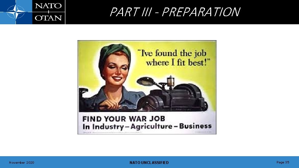 PART III - PREPARATION November 2020 NATO UNCLASSIFIED Page 35 