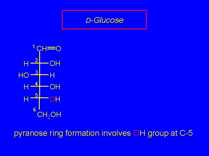 D-Glucose 1 CH O H 2 OH HO 3 H H 4 OH H