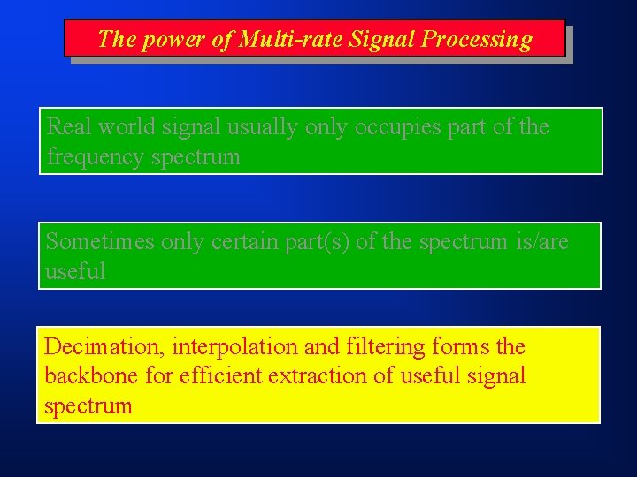 The power of Multi-rate Signal Processing Real world signal usually only occupies part of