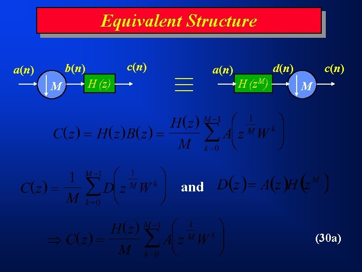Equivalent Structure c(n) b(n) a(n) M d(n) a(n) H (z. M) c(n) M and