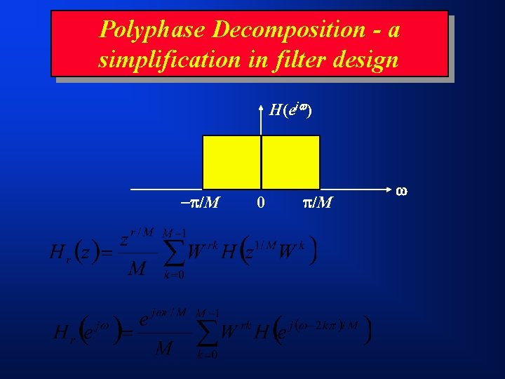 Polyphase Decomposition - a simplification in filter design H(ej ) /M 0 /M 