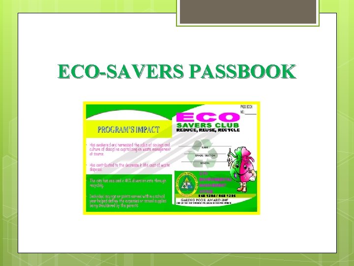 ECO-SAVERS PASSBOOK 