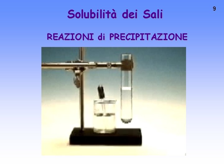 Solubilità dei Sali REAZIONI di PRECIPITAZIONE 9 