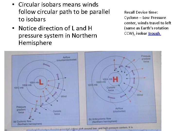  • Circular isobars means winds follow circular path to be parallel to isobars