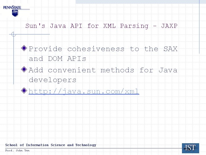 Sun's Java API for XML Parsing - JAXP Provide cohesiveness to the SAX and