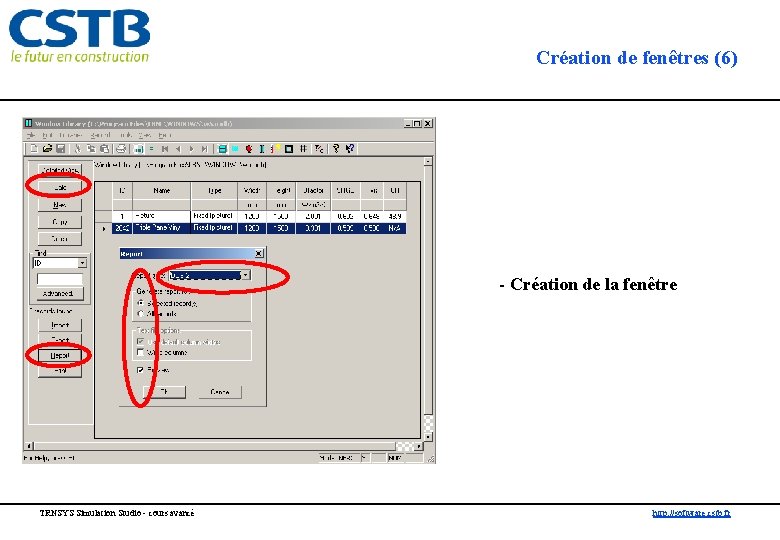 Création de fenêtres (6) - Création de la fenêtre TRNSYS Simulation Studio - cours