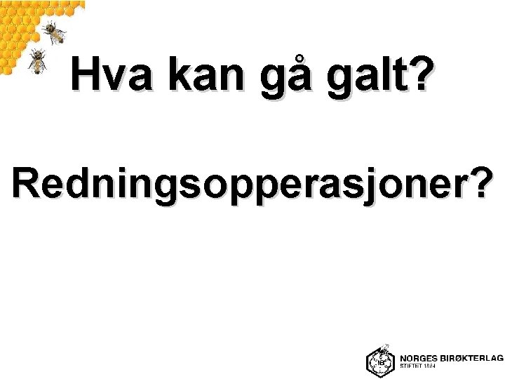 Hva kan gå galt? Redningsopperasjoner? 