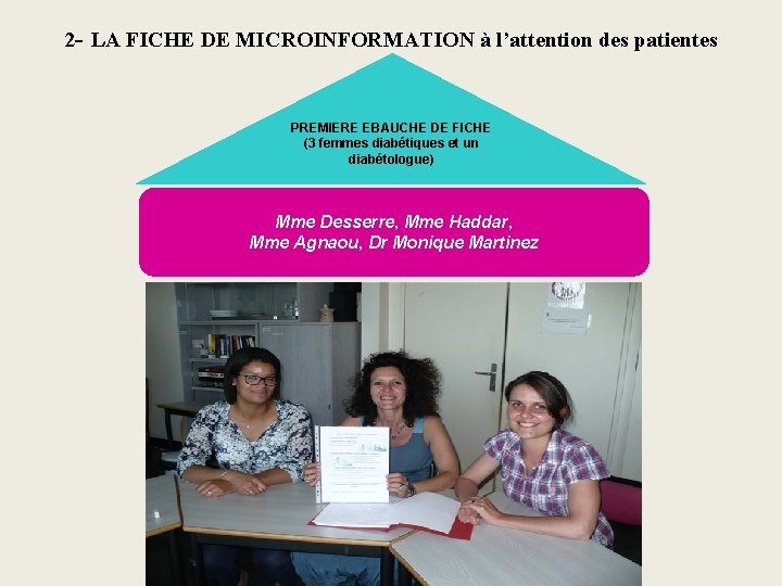 2 - LA FICHE DE MICROINFORMATION à l’attention des patientes PREMIERE EBAUCHE DE FICHE