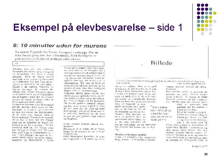 Eksempel på elevbesvarelse – side 1 86 