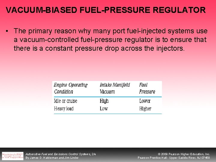 VACUUM-BIASED FUEL-PRESSURE REGULATOR • The primary reason why many port fuel-injected systems use a