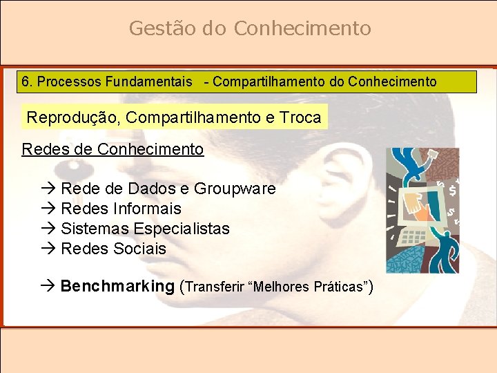 Gestão do Conhecimento 6. Processos Fundamentais - Compartilhamento do Conhecimento Reprodução, Compartilhamento e Troca