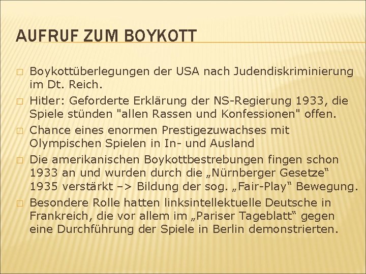 AUFRUF ZUM BOYKOTT � � � Boykottüberlegungen der USA nach Judendiskriminierung im Dt. Reich.