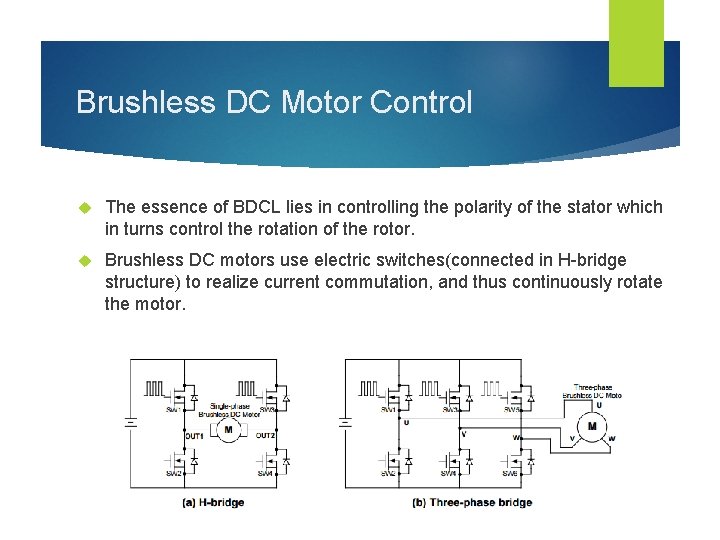 Brushless DC Motor Control The essence of BDCL lies in controlling the polarity of