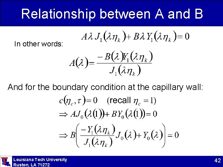 Relationship between A and B In other words: And for the boundary condition at