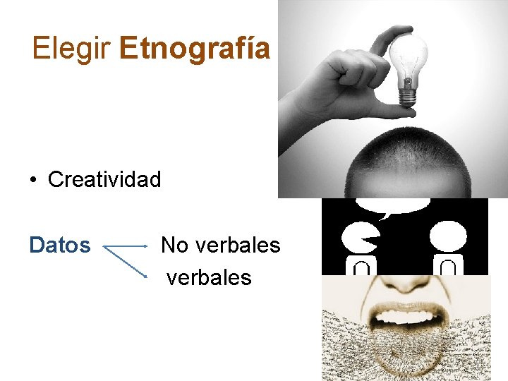 Elegir Etnografía • Creatividad Datos No verbales 