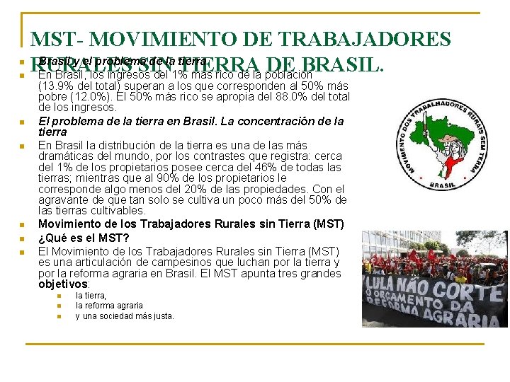 n n n n MST- MOVIMIENTO DE TRABAJADORES Brasil y el problema de la