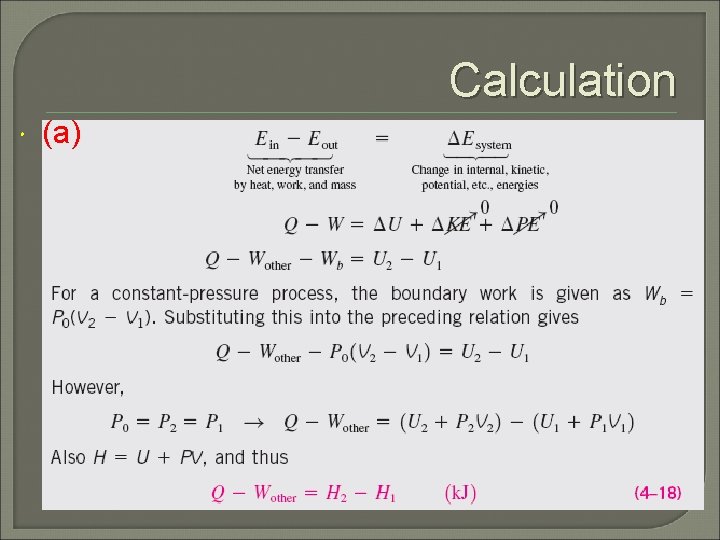 Calculation (a) 