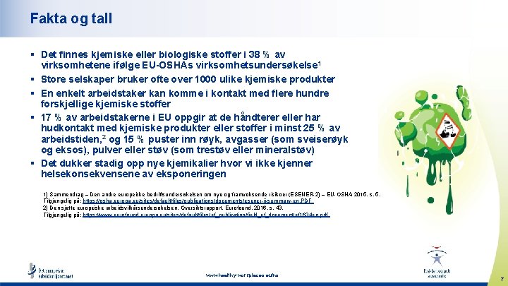 Fakta og tall § Det finnes kjemiske eller biologiske stoffer i 38 % av