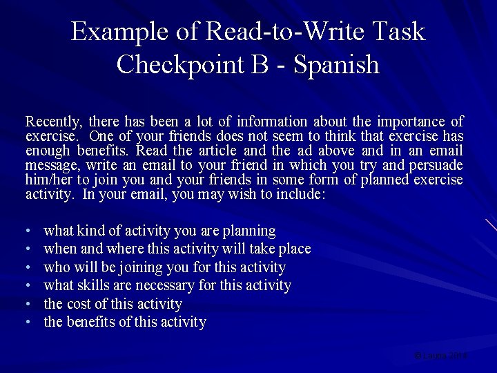 Example of Read-to-Write Task Checkpoint B - Spanish Recently, there has been a lot