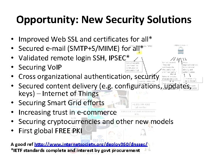 Opportunity: New Security Solutions • • • Improved Web SSL and certificates for all*