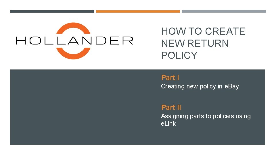 HOW TO CREATE NEW RETURN POLICY Part I Creating new policy in e. Bay