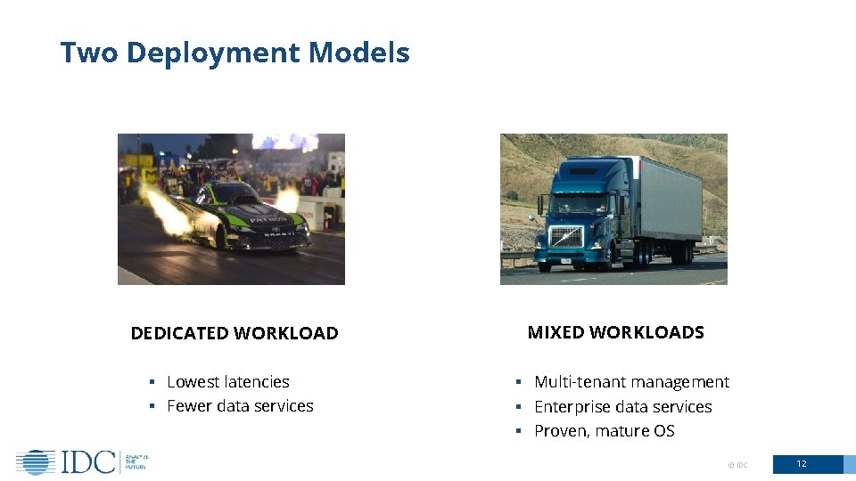 Two Deployment Models DEDICATED WORKLOAD § Lowest latencies § Fewer data services MIXED WORKLOADS