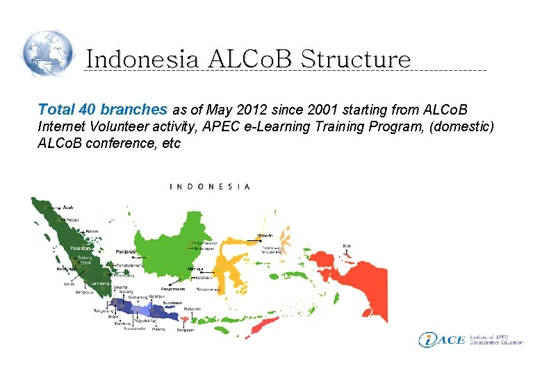 Indonesia ALCo. B Structure Total 40 branches as of May 2012 since 2001 starting