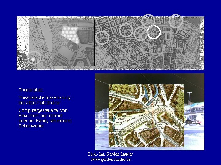 Blechbüchse Theaterplatz: Theatralische Inszenierung der alten Platzstruktur Computergesteuerte (von Besuchern per Internet oder per