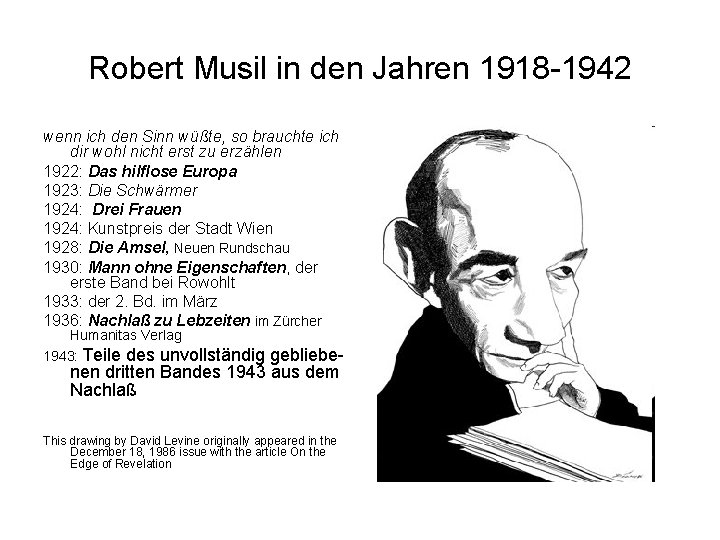 Robert Musil in den Jahren 1918 -1942 wenn ich den Sinn wüßte, so brauchte