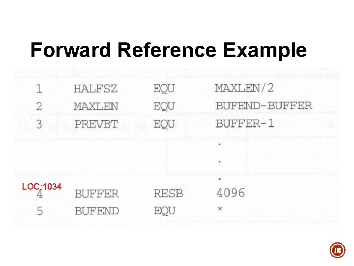 Forward Reference Example LOC: 1034 130 Forward Reference Example LOC: 1034 130