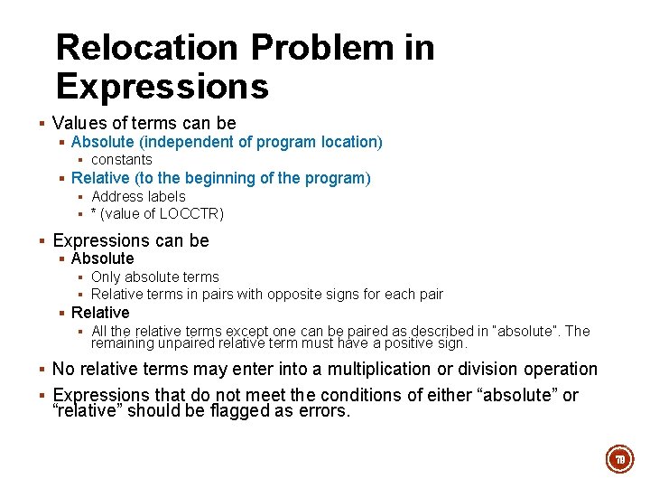 Relocation Problem in Expressions § Values of terms can be § Absolute (independent of Relocation Problem in Expressions § Values of terms can be § Absolute (independent of