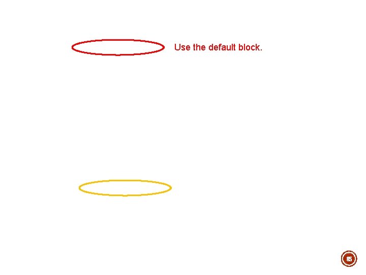 Use the default block. 85 Use the default block. 85