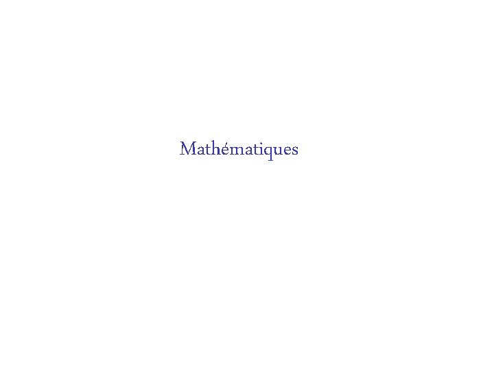 Mathématiques 