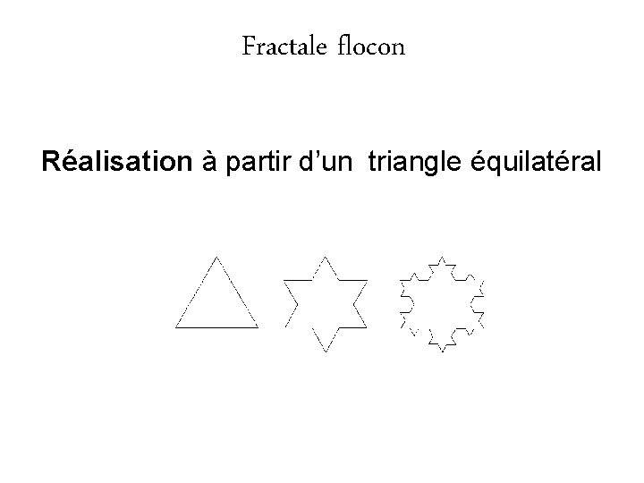 Fractale flocon Réalisation à partir d’un triangle équilatéral 