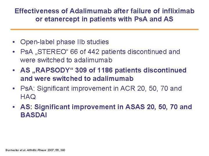 Effectiveness of Adalimumab after failure of infliximab or etanercept in patients with Ps. A
