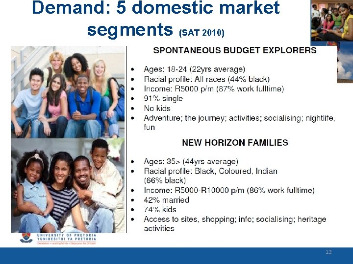 Demand: 5 domestic market segments (SAT 2010) 12 