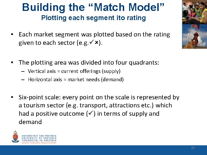 Building the “Match Model” Plotting each segment ito rating • Each market segment was