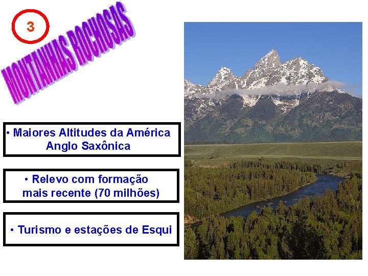 3 • Maiores Altitudes da América Anglo Saxônica • Relevo com formação mais recente