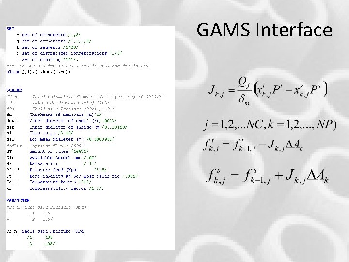 GAMS Interface GAMS Interface