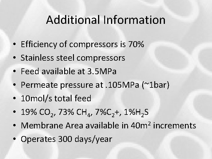 Additional Information • • Efficiency of compressors is 70% Stainless steel compressors Feed available Additional Information • • Efficiency of compressors is 70% Stainless steel compressors Feed available