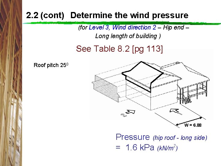 2. 2 (cont) Determine the wind pressure (for Level 3, Wind direction 2 –