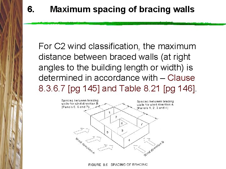 6. Maximum spacing of bracing walls For C 2 wind classification, the maximum distance