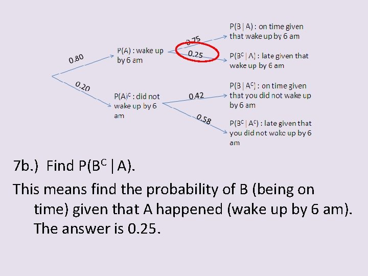 7 b. ) Find P(BC A). This means find the probability of B (being