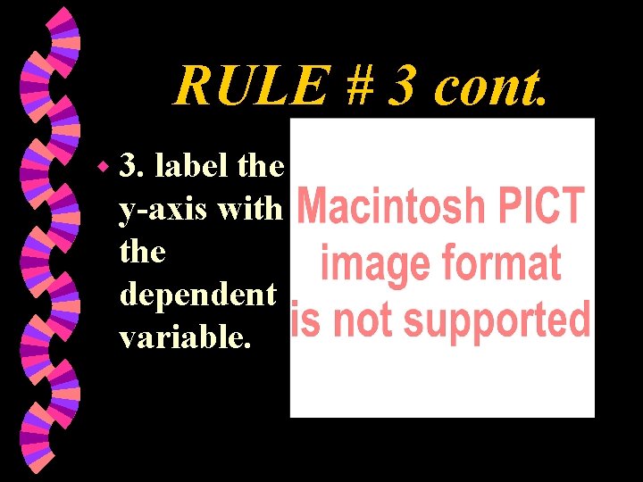 RULE # 3 cont. w 3. label the y-axis with the dependent variable. 