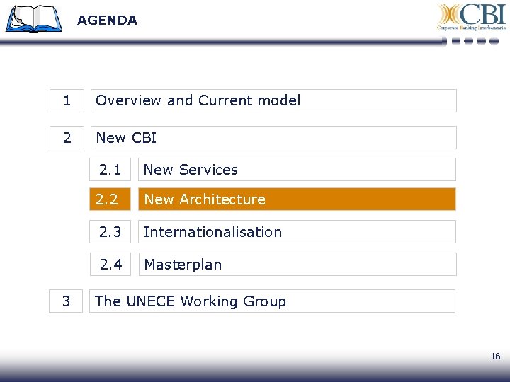 AGENDA 1 Overview and Current model 2 New CBI 3 2. 1 New Services